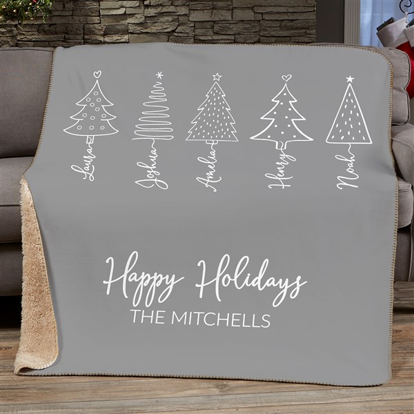 Scripted Christmas Tree Personalized Blankets - 48559