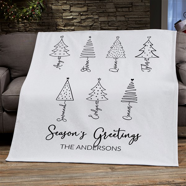 Scripted Christmas Tree Personalized Blankets - 48559