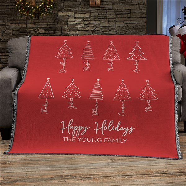 Scripted Christmas Tree Personalized Blankets - 48559