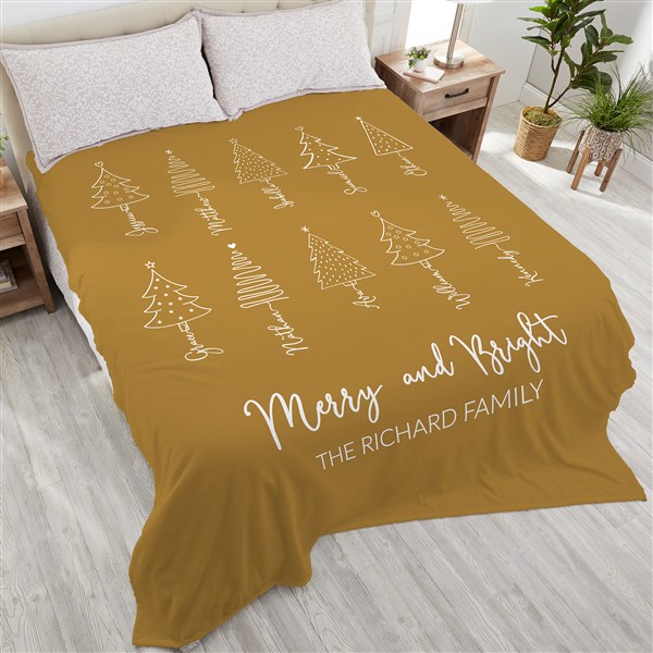 Scripted Christmas Tree Personalized Blankets - 48559