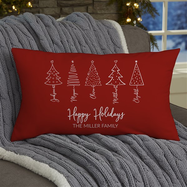 Scripted Names Personalized Christmas Tree Throw Pillows - 48560