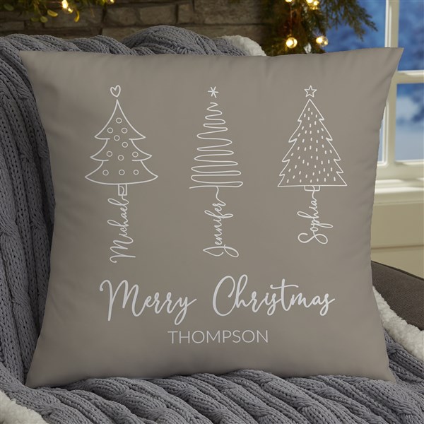 Scripted Names Personalized Christmas Tree Throw Pillows - 48560