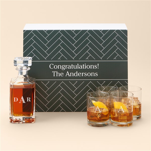 Personalized Whiskey Glass & Decanter Gift Set - Classic Celebrations - 48578