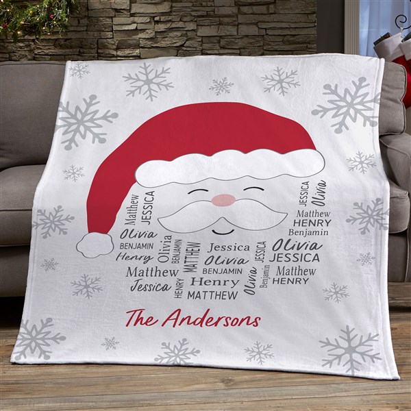 Santa Repeating Name Personalized Christmas Blanket - 48687