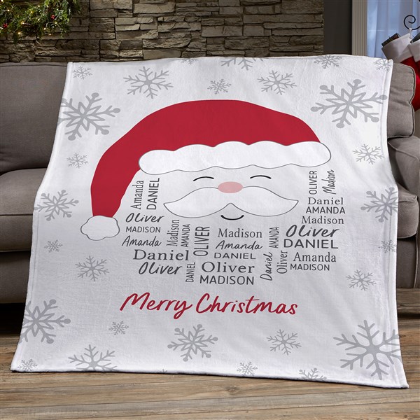 Santa Repeating Name Personalized Christmas Blanket - 48687