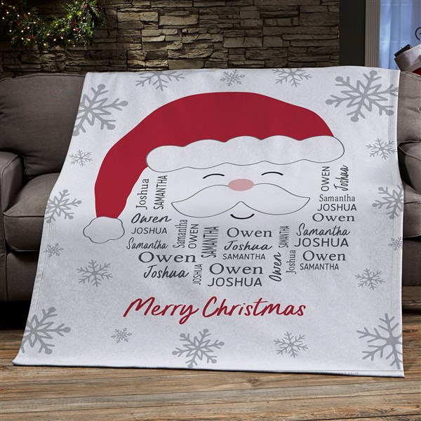 Santa Repeating Name Personalized Christmas Blanket - 48687