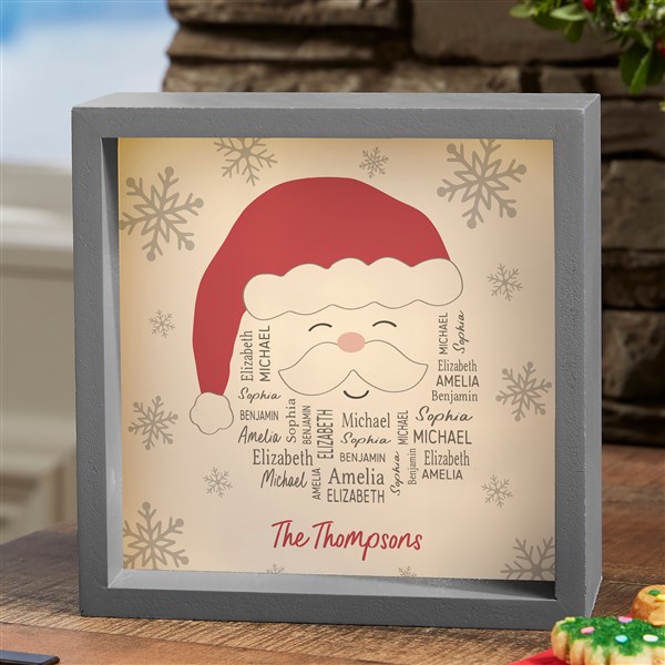 Repeating Name Personalized Santa LED Light Shadow Box  - 48689