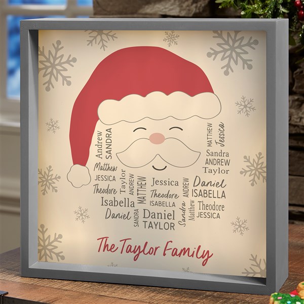 Repeating Name Personalized Santa LED Light Shadow Box  - 48689