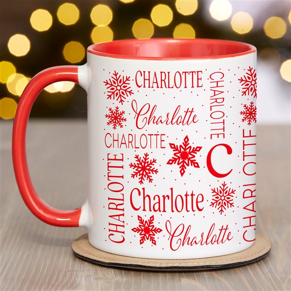 Christmas Snowflake Repeating Name Personalized Coffee Mugs - 48905