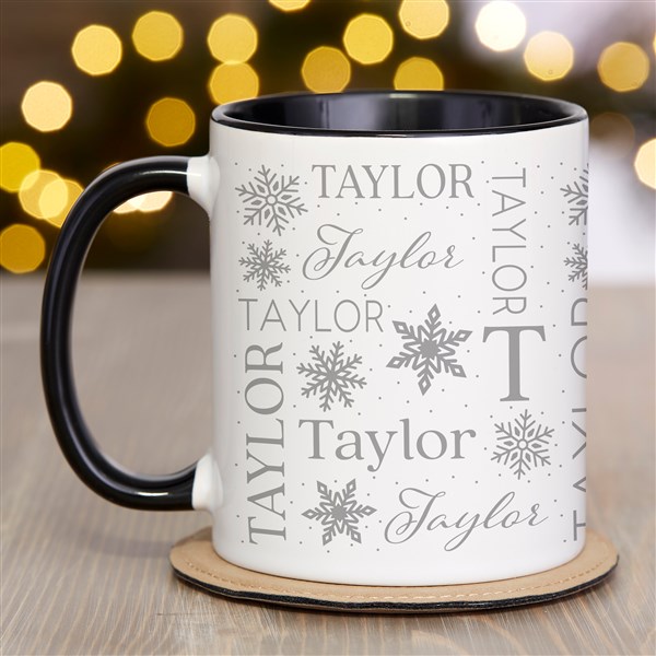 Christmas Snowflake Repeating Name Personalized Coffee Mugs - 48905