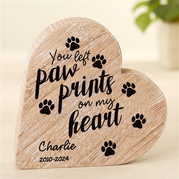 Paw Prints On My Heart Personalized Pet Memorial Keepsake Gift - 49424