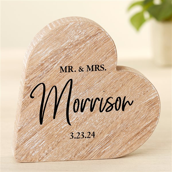 Classic Elegance Personalized Wood Heart Wedding Keepsake Gift - 49441