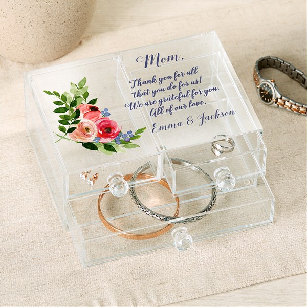 Floral Write Your Own Personalized Acrylic Jewelry Box  - 49526