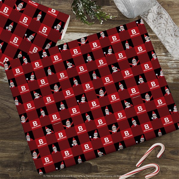 The Elf on the Shelf® Plaid Personalized Wrapping Paper - 49579