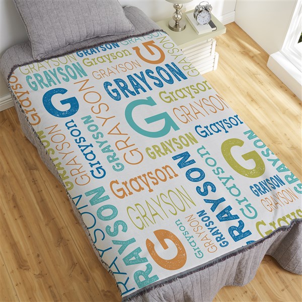 Trendy Repeating Name Kids Personalized Blanket - 50128