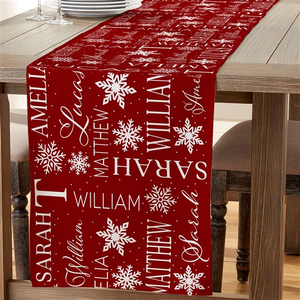 Christmas Snowflake Repeating Name Personalized Table Runner - 50209