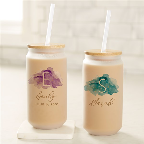 Birthstone Color Personalized Frosted Iced Coffee Tumbler - 50345