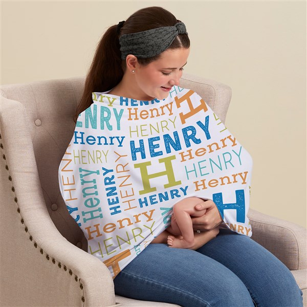 Trendy Repeating Name Personalized 5 in 1 Nursing Cover  - 50369