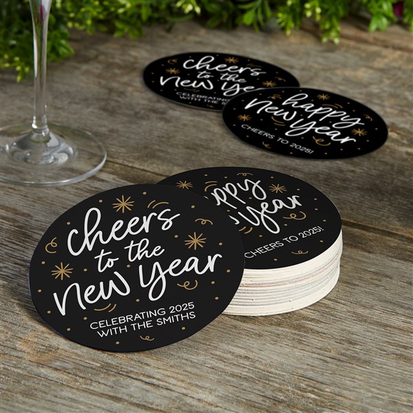 Cheers to the New Year Personalized Paper Coasters  - 50482