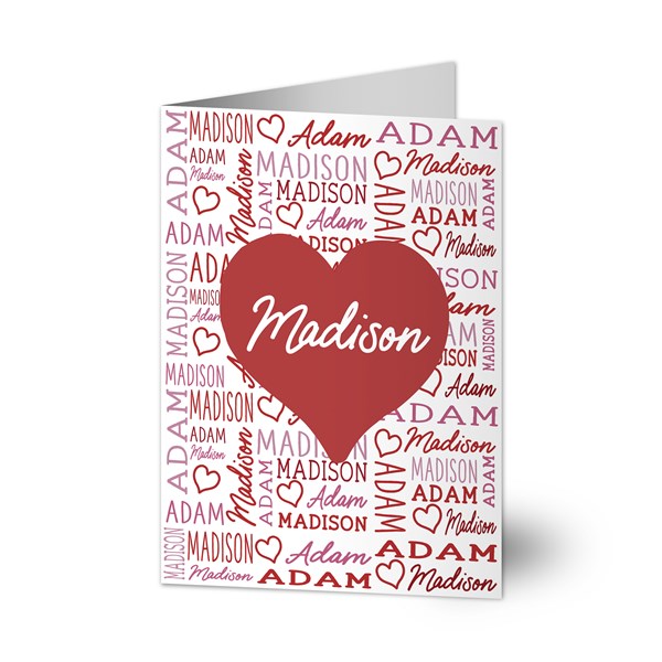 Repeating Name Heart Personalized Romantic Greeting Card  - 50568