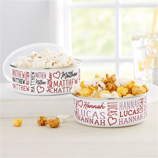 Repeating Name Heart Personalized Enamel Snack Bowl - 50578