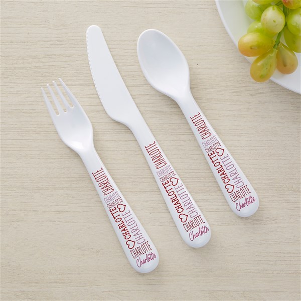 Repeating Name Heart Personalized Kids Dinnerware - 50579