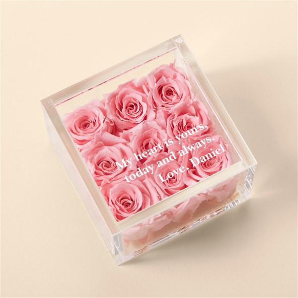 Write Your Own Personalized Miniature Magnificent Pink Rose Keepsake Box - 51359