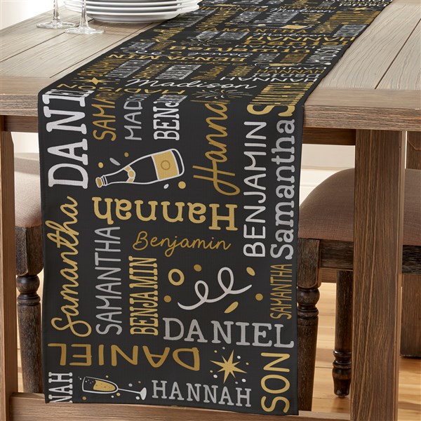 New Year's Eve Repeating Name Personalized Table Runner - 51837