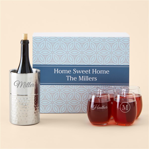 Personalized Wine Glass & Chiller Gift Set - Classic Celebrations - 51956