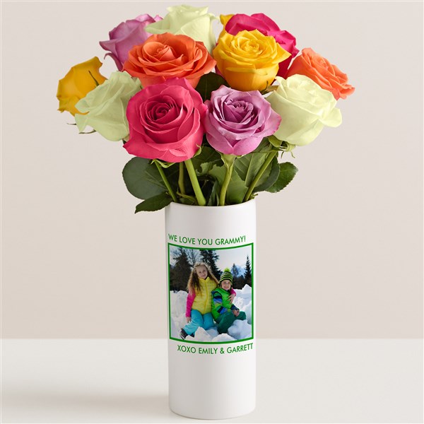 Picture Perfect Personalized Vase with Assorted Roses Bouquet - 52627