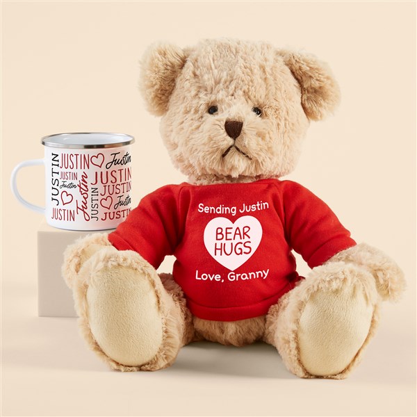 Valentine Personalized Teddy Bear and Heart Mug Gift Bundle - 53025