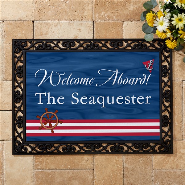 Personalized Boat Floor Mat - Welcome Aboard Design - 5354