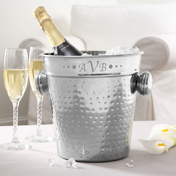 Personalized Stainless Steel Ice Bucket with Engraved Monogram - 5499