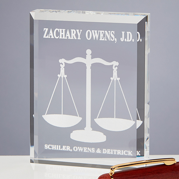 Personalized Scales Of Justice Legal Paperweight - 6036