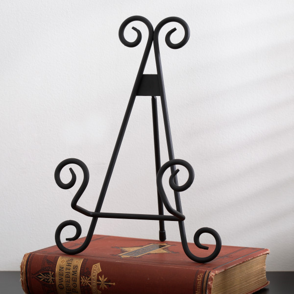 Elegant Black Scroll Metal Display Easel - 8520