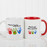 Personalized Teacher Coffee Mug - Kids Handprints - 8027